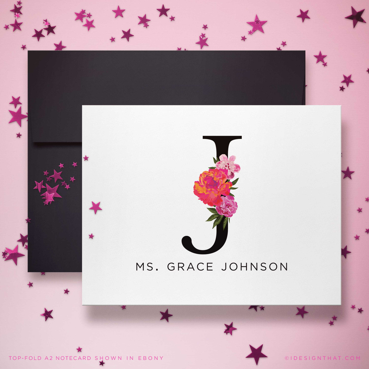 Personalized Floral Initial Notecards
